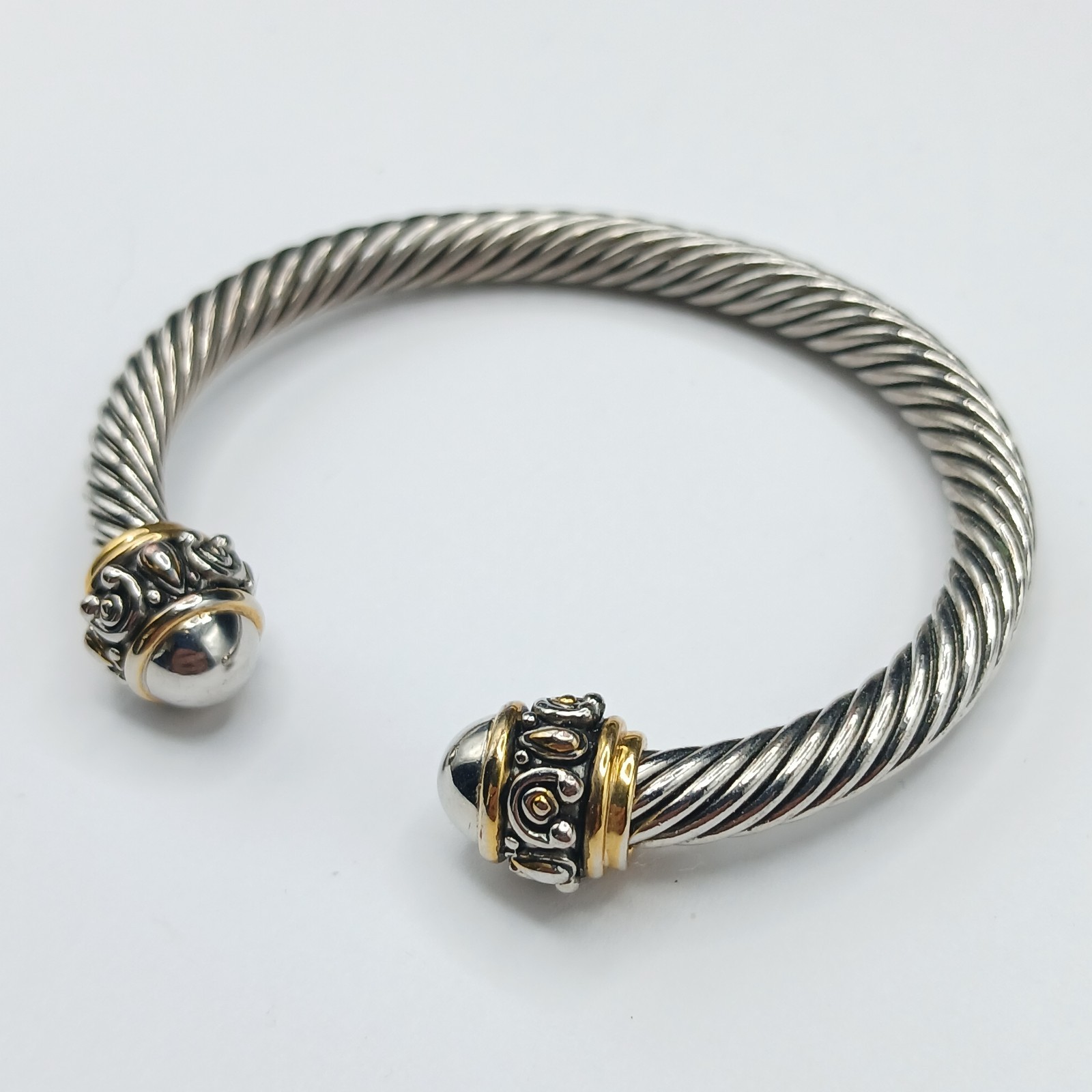 Vintage Gold & Silver Tone Twist Rope Cable Bangle Bracelet