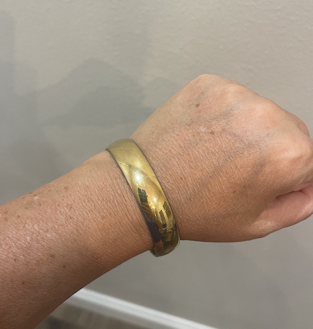 Vintage Monet Gold Tone 1/2 Inch Wide Bangle Bracelet Signed Retro