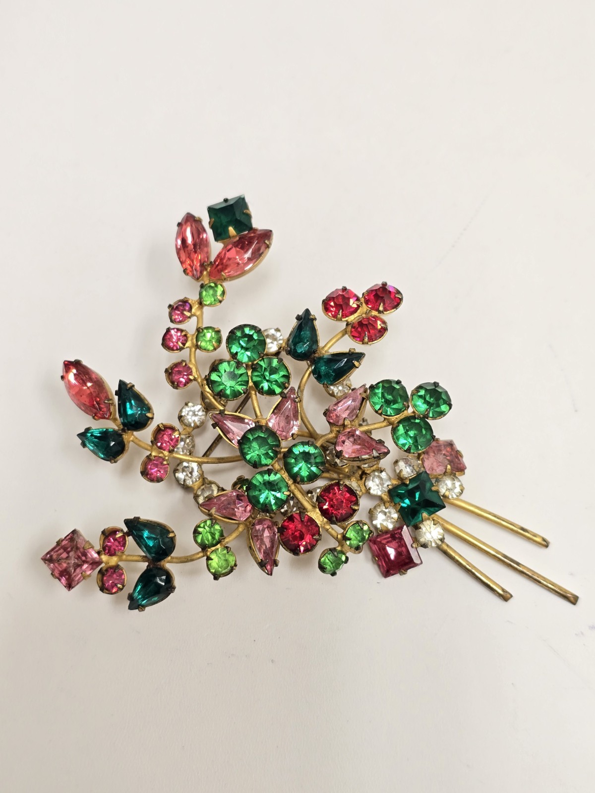 HUGE 4.25” Fashioncraft Robert Unsigned Statement Rhinestone Brooch