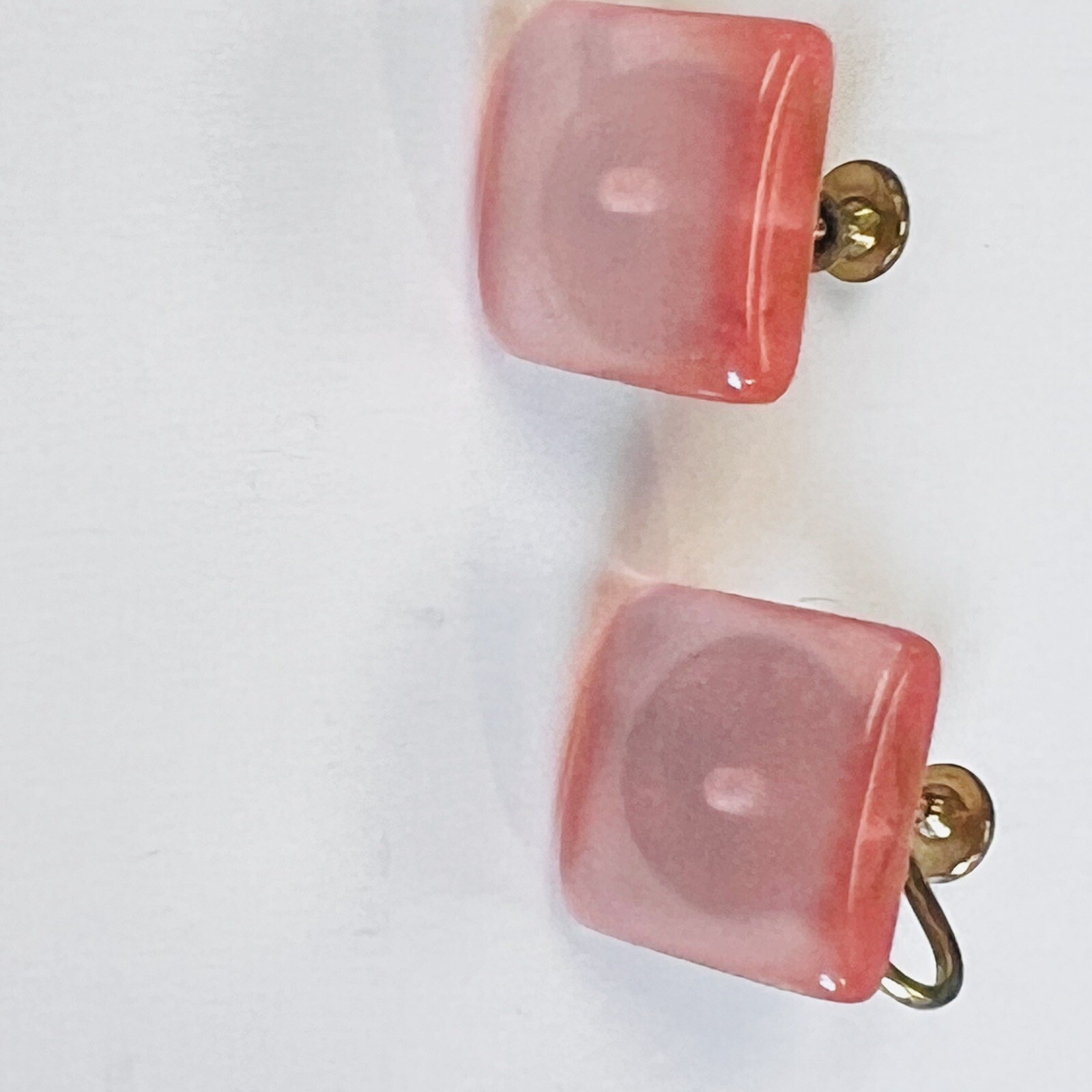 Vintage Translucent Lucite Acrylic Screw Post Earrings 1950s, Estate, Bright