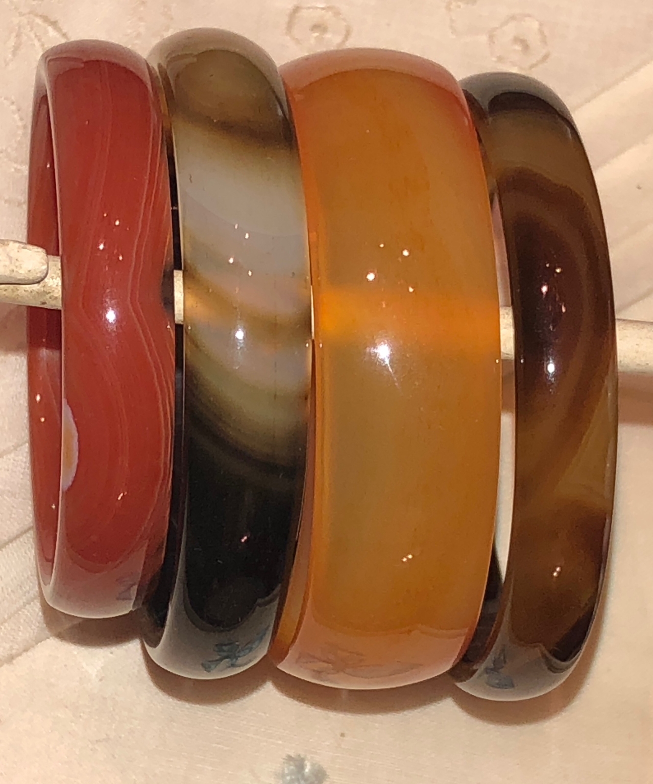 Natural Agate Bangle Bracelet Hand-Carved For Baby Child Small Adult Red 2 1/4″