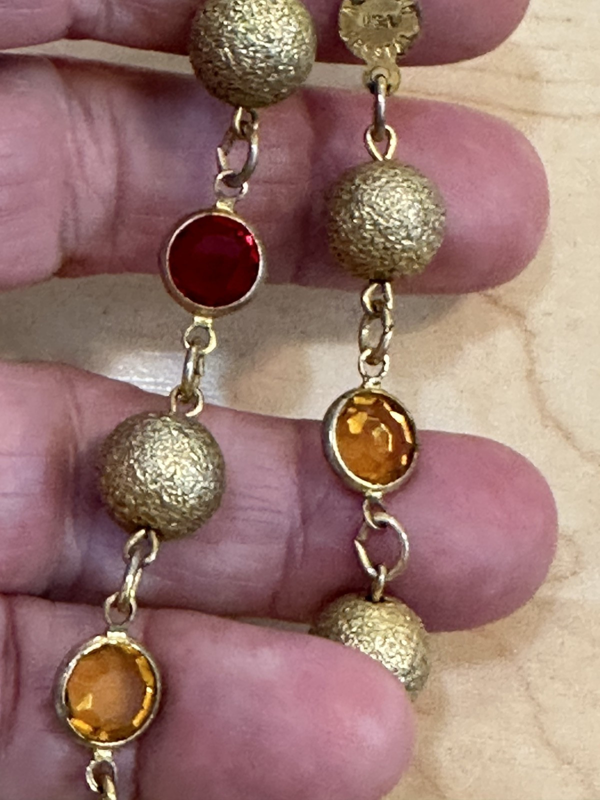 Vintage Austrian Crystal & Gold Beads 35″ Necklace