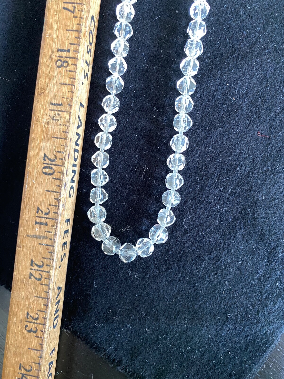 Antique Long Faceted Quartz Crystal Beads Hand Knotted Necklace 44”