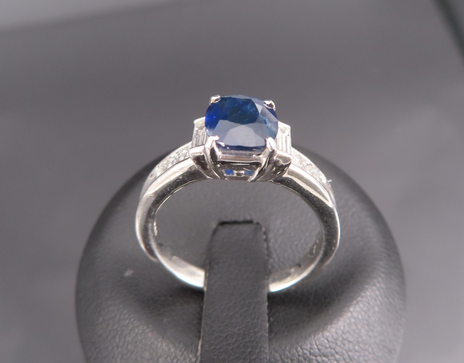 1.89ct GIA Burma No Heat Blue Sapphire & 0.54ct Diamond Platinum Ring Size 7.5