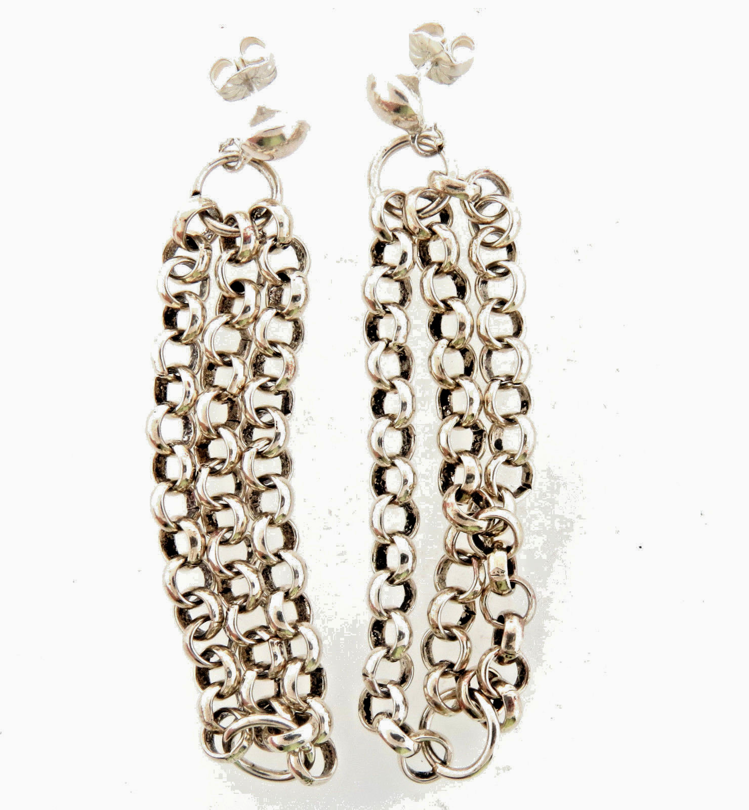 Sterling Silver Chain Dangle Earrings 2.5 inch