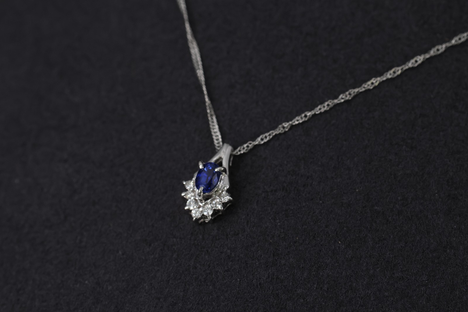 0.35ct Royal Blue Sapphire & 0.07ct Diamond 16 Inch Platinum Necklace, 2.87g