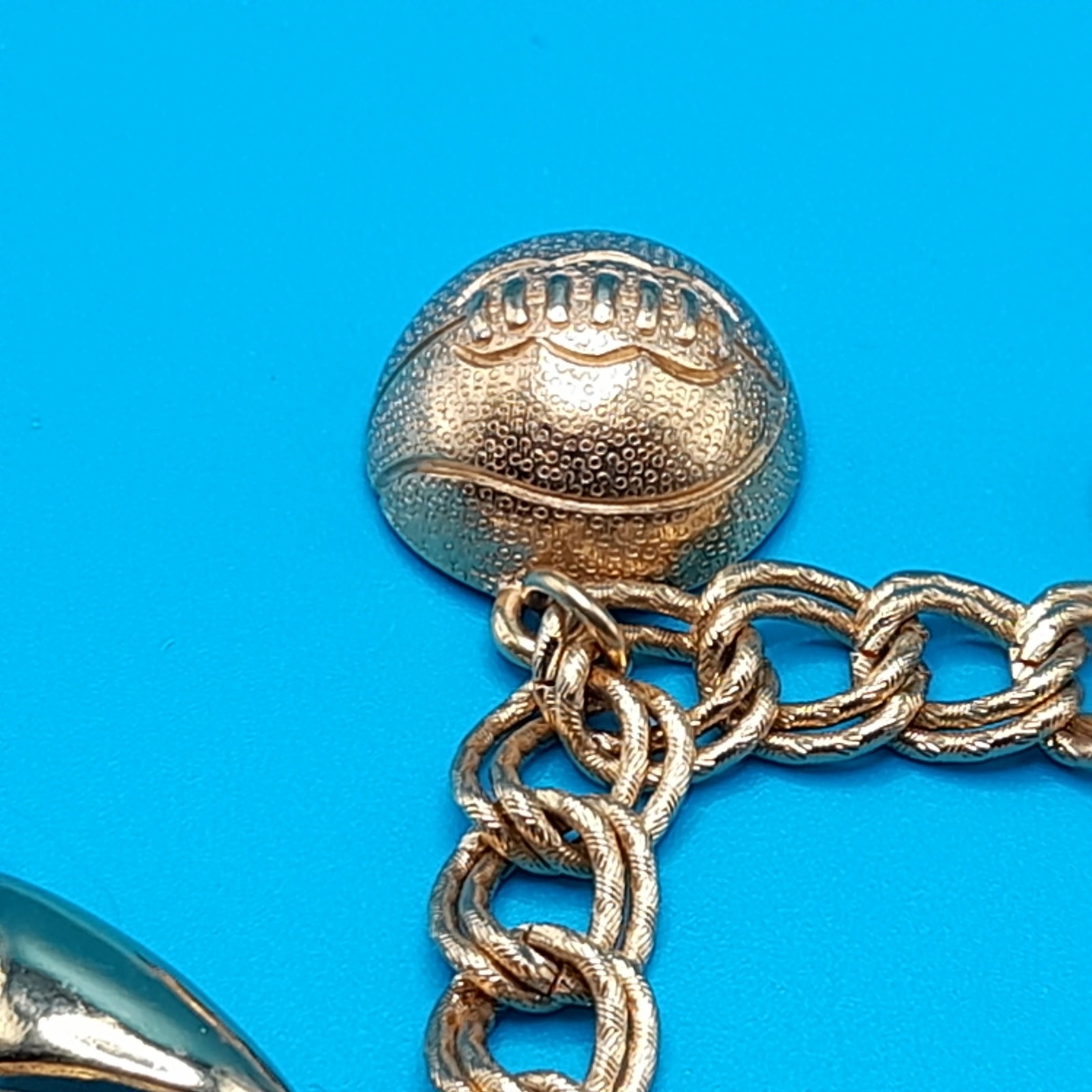Vintage Monet Charm Bracelet Sports Theme Gold Tone Sister Clasp