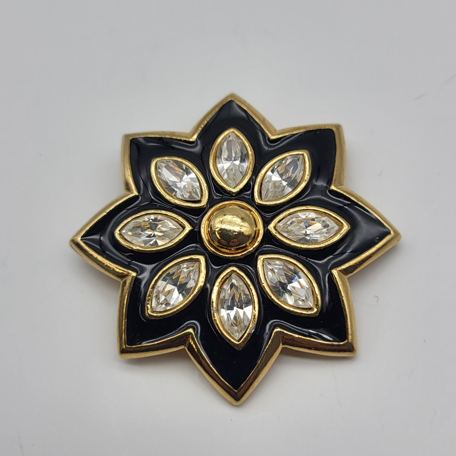 Beautiful bold rhinestone enamel flower burst brooch pin elegant formal Mother