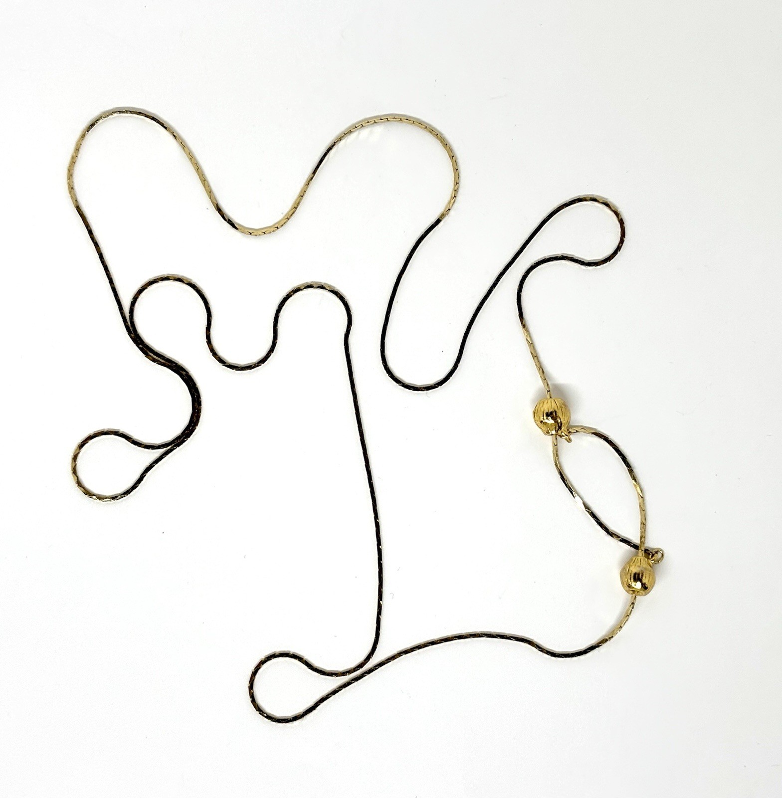 Vintage Gold Tone Sliding Chains Adjustable Style 30” New Old Stock with Manual