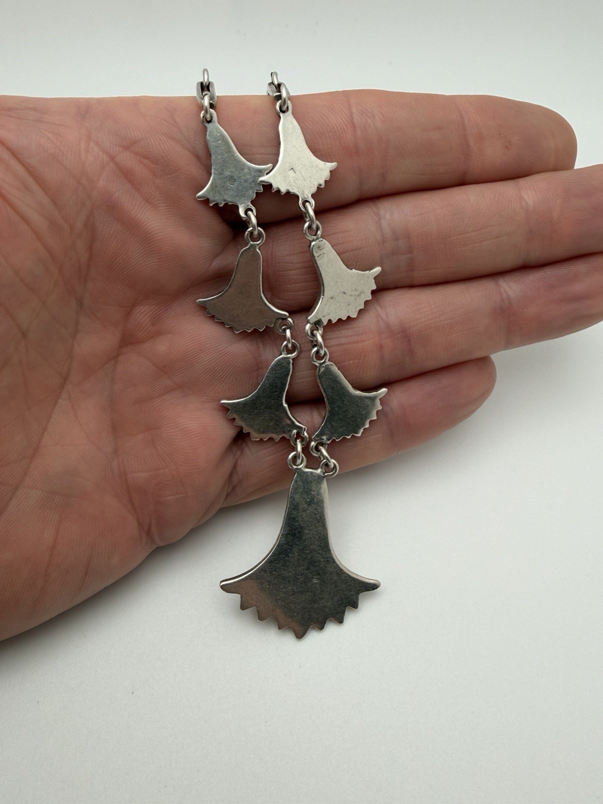 Vintage Egyptian Revival 800 Silver Lotus Pendants And Chain Necklace 18”