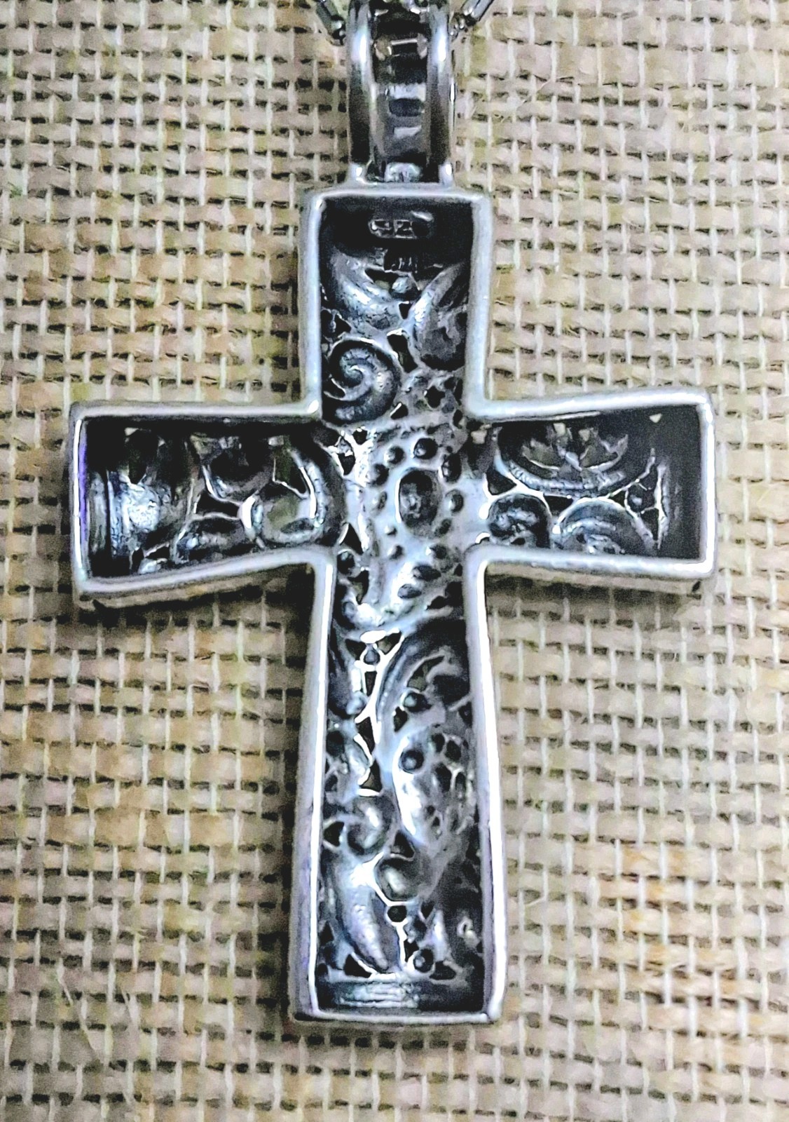 Vintage Kit Heath Sterling Silver Cross Pendant Modern Bohemian Paisley 925 KTH