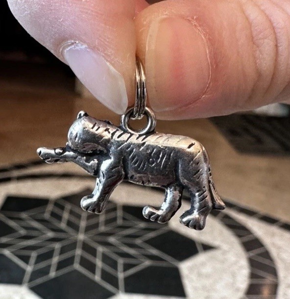Tiger Silver Jewelry Charm Pendant Vintage No tarnish bracelet necklace Safari