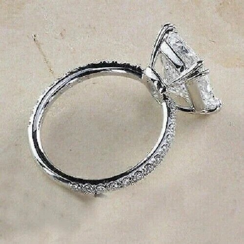 VVS1 Cushion Cut 2.5Ct Lab Created Diamond Engagement 14k White Gold Finish Ring