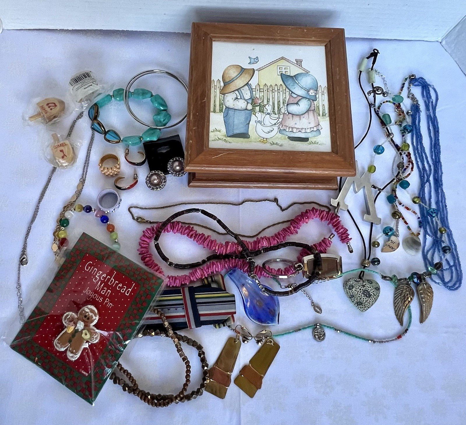 Jewelry Box With Jewelry Lot 1lb 8oz Vtg Ceramic Wood Box Jewelry & More!