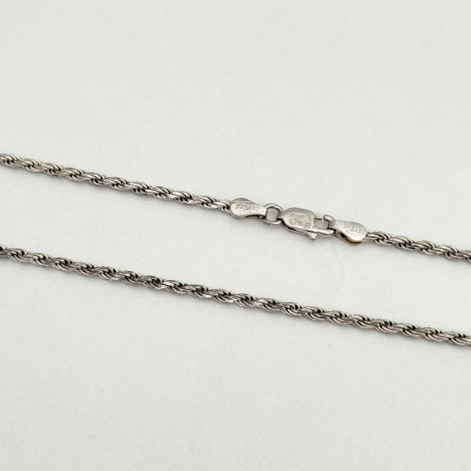 925 Italy Sterling Silver Vintage Rope Chain Link Necklace 17.5″