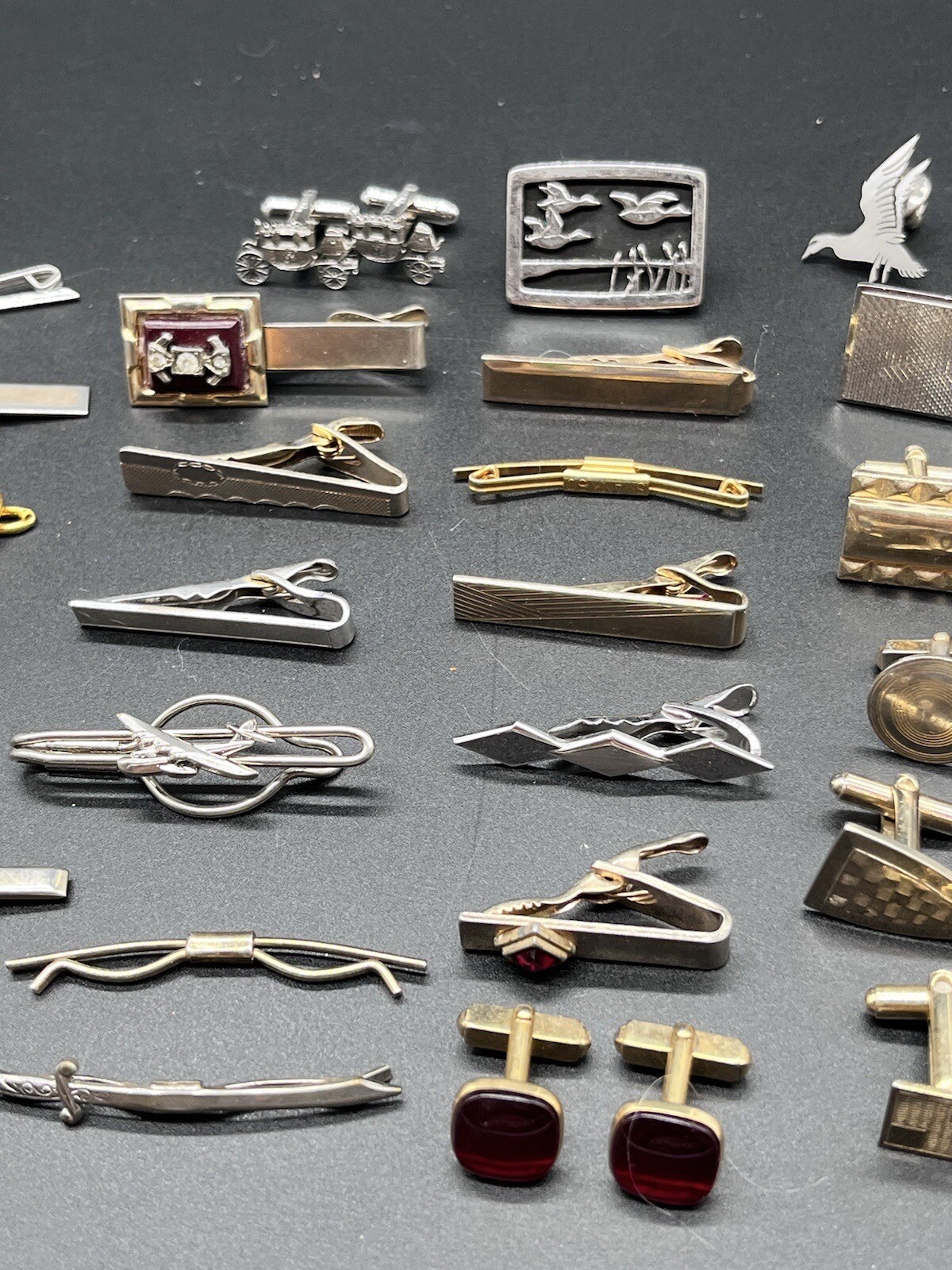 45+ Lot Vintage Cufflinks Tie Bars Tac MORE Swank Hickok Shields Sarah Coventry+