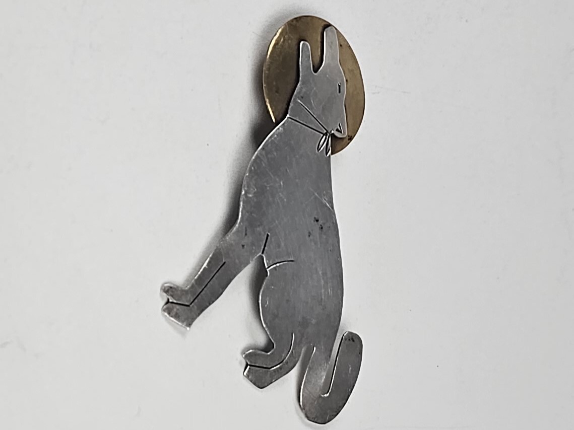 BEN J CHAVEZ Sterling & Brass Southwestern Vintage Large Brooch/pendant 3″