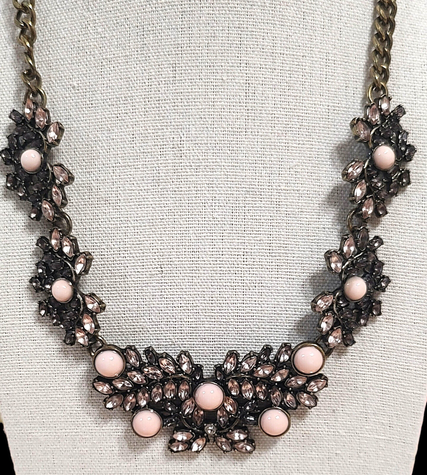 VTG Sugarfix Chunky Pink Pearls Rhinestones Sparkle Glam Statement Necklace 20″