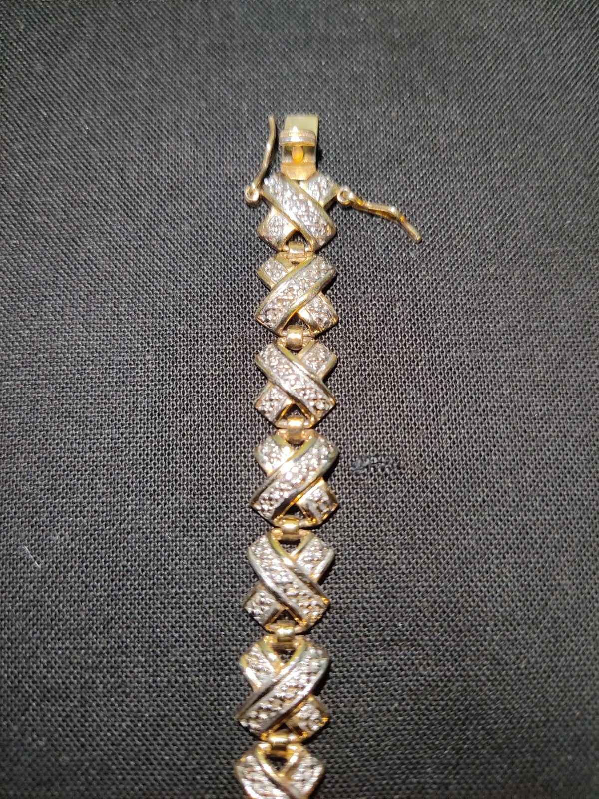 Vintage Gold Vermeil On Sterling Silver 925 X Design bracelet 2 safety Clasps