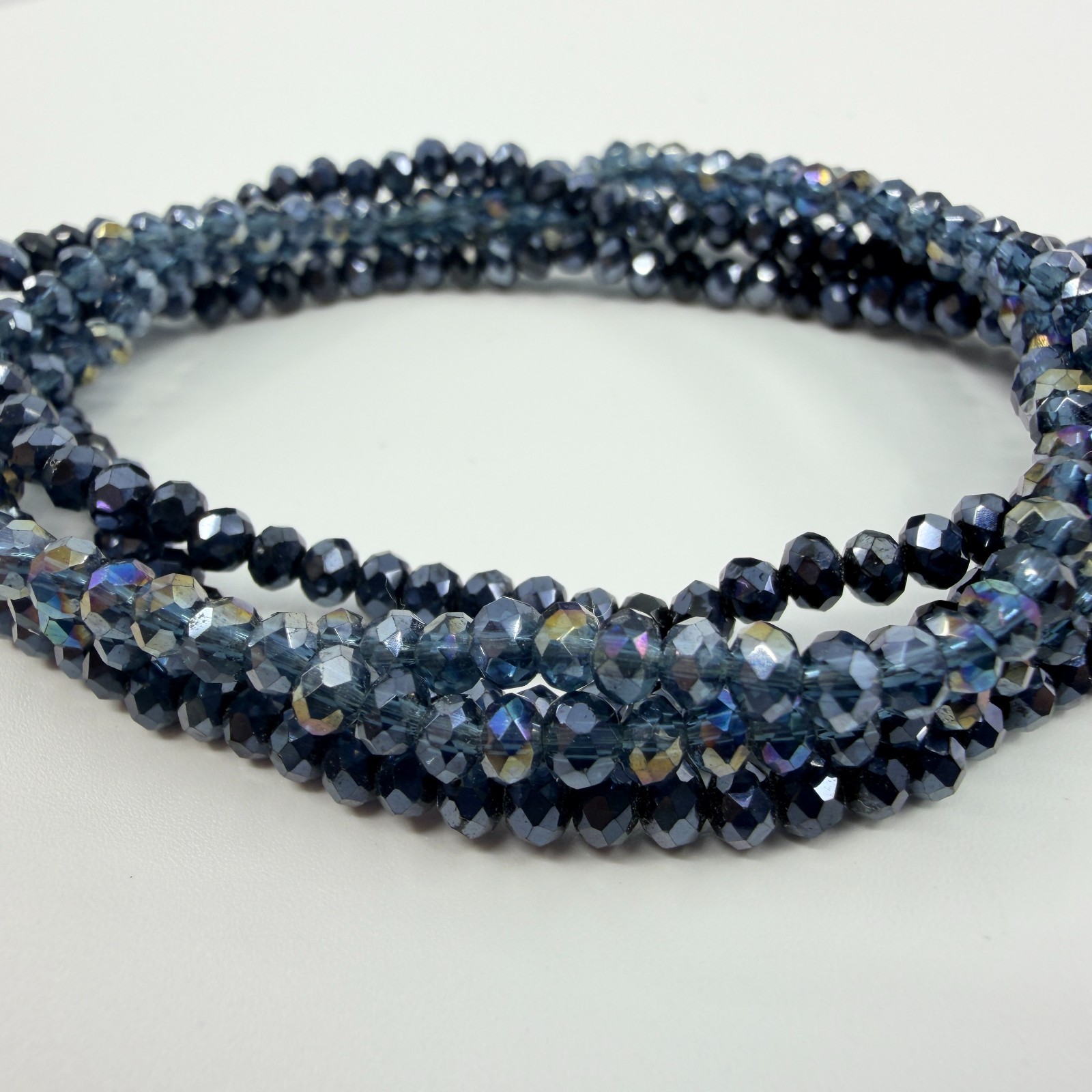 Vintage Navy Blue Crystal Beaded Multi Strand Wrap Bracelet Minimalist Boho Y2K