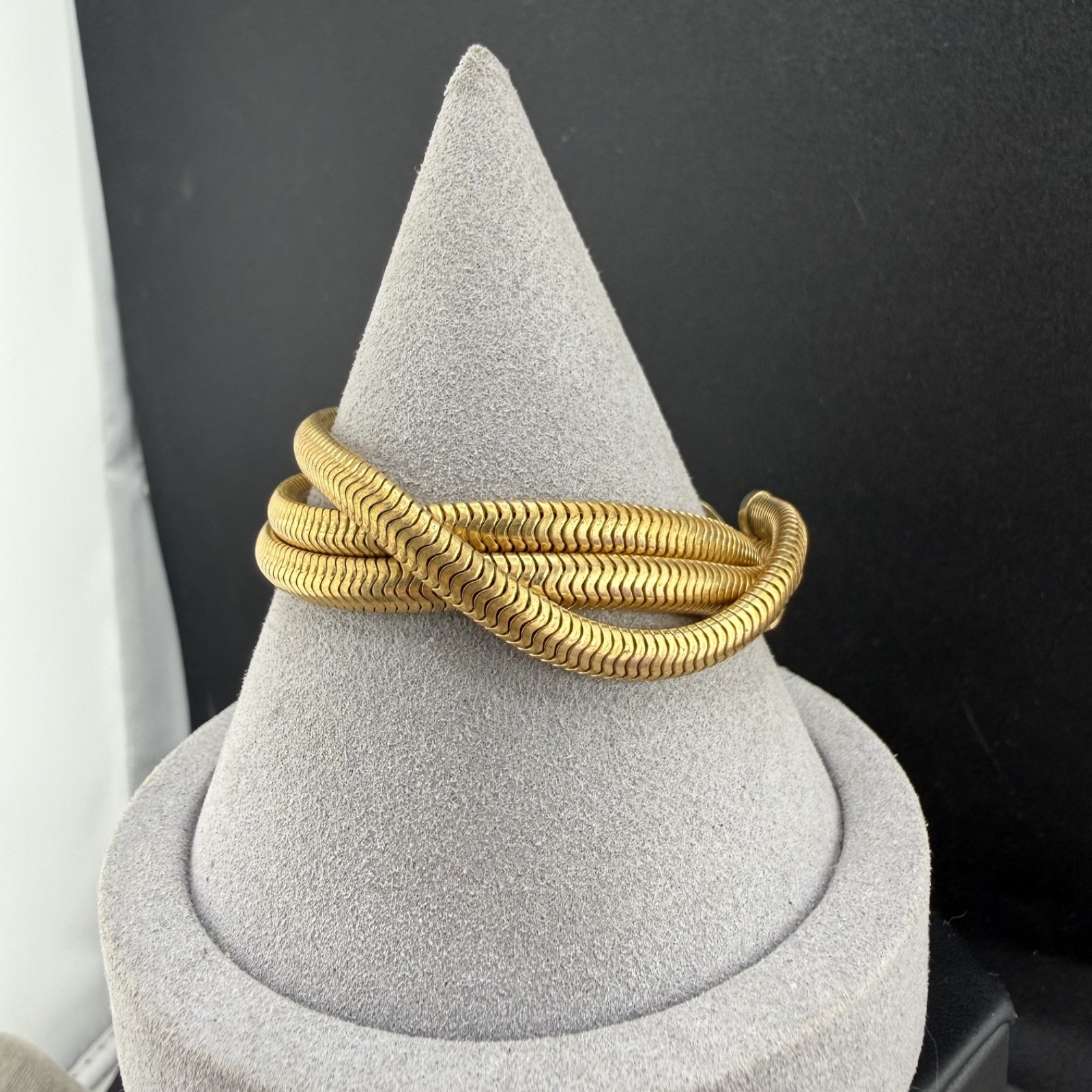 Vintage Mesh Chain Bracelet Gold Tone Multi Strand 7”