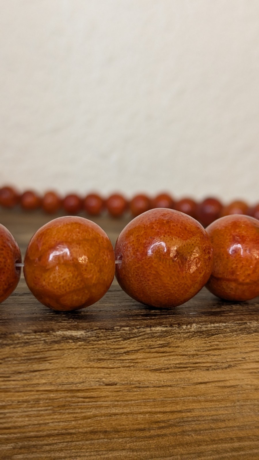 Heavy 86g Vintage Sponge Coral Necklace 24” Graduated Bead Estate