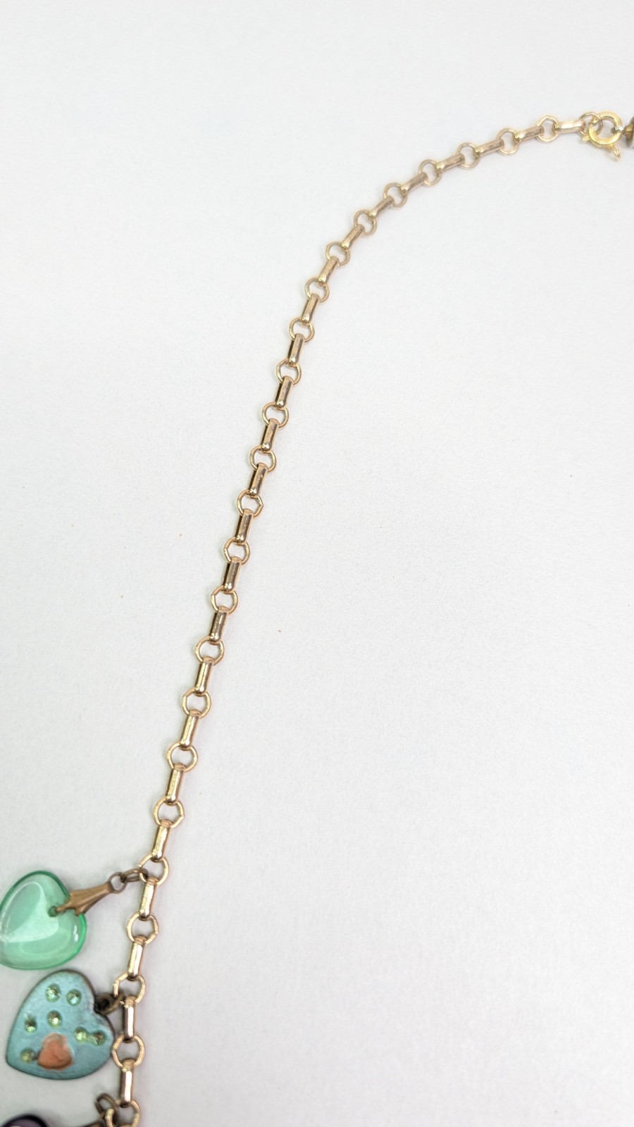 Vintage Glass Works Studio Heart Charms Multicolor Hearts Theme Necklace 30 In