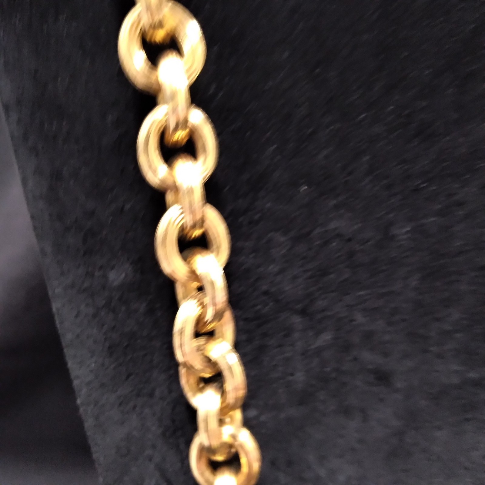 Monet Gold Tone Chunky Necklace with Clear and Black Crystal Charms
