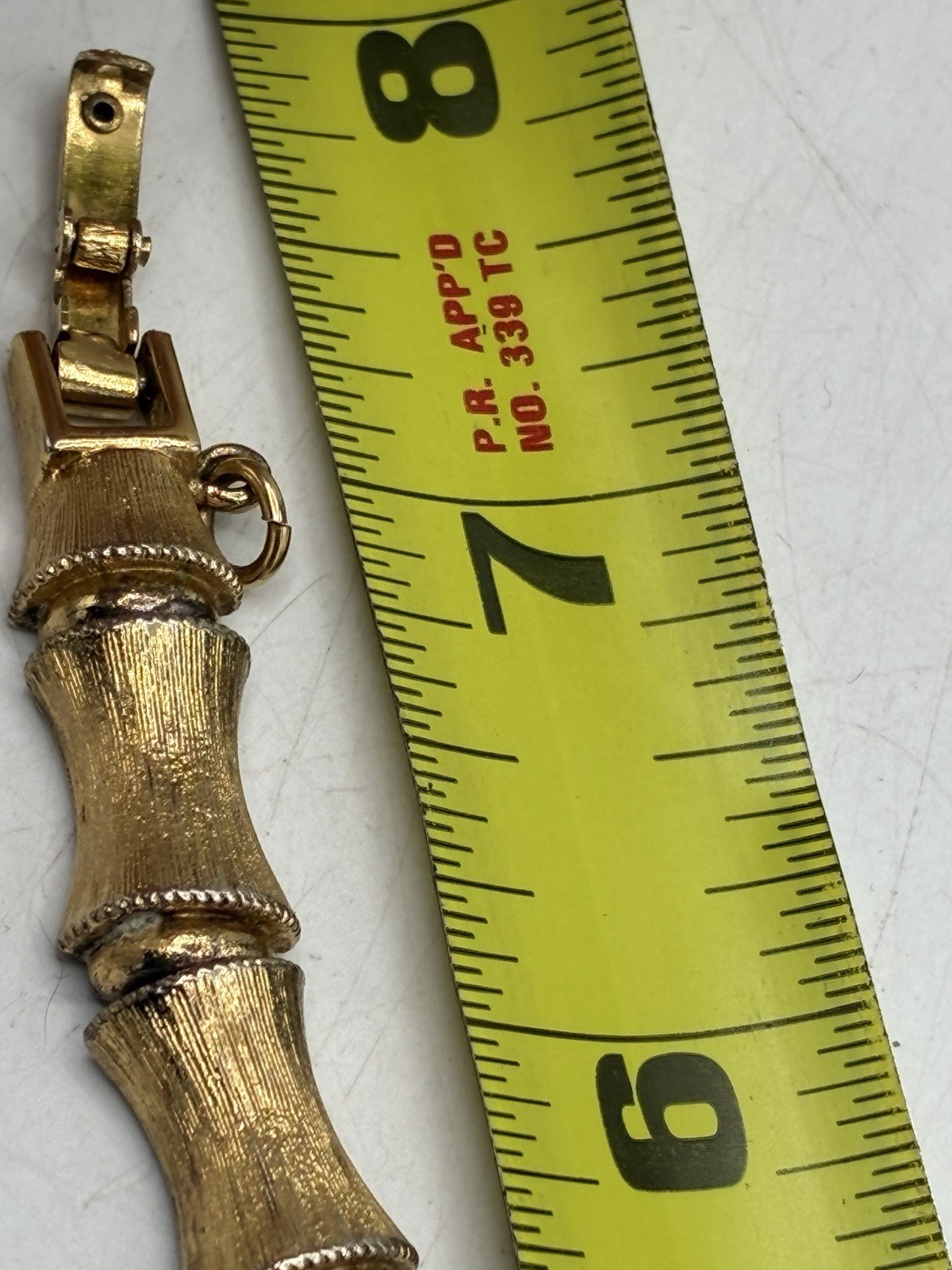 Monet Signed Vintage Gold Tone Bamboo Link Bracelet Textured 7 inch