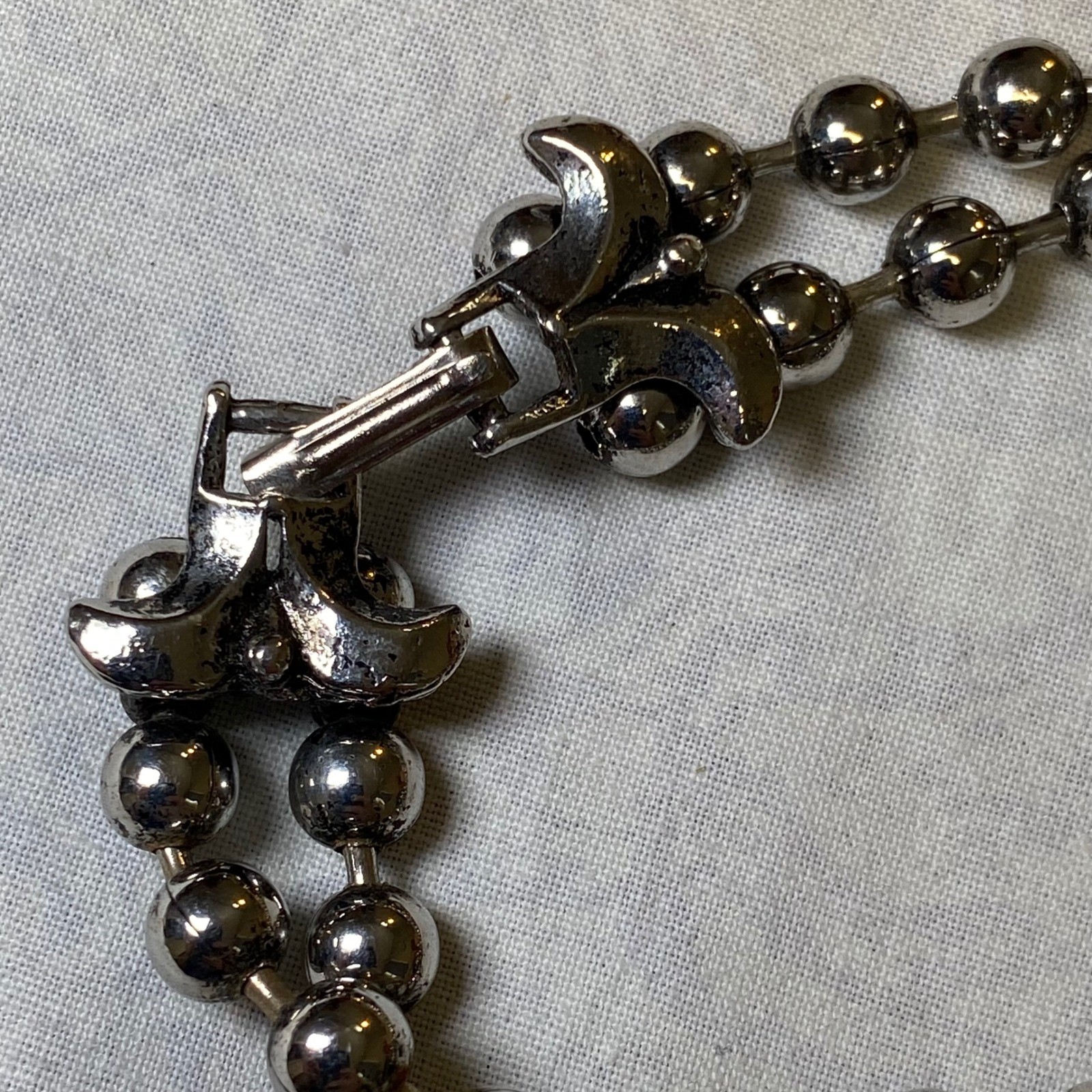 Vintage Southwestern Squash Blossom Style Necklace Turquoise Look Silver Tone