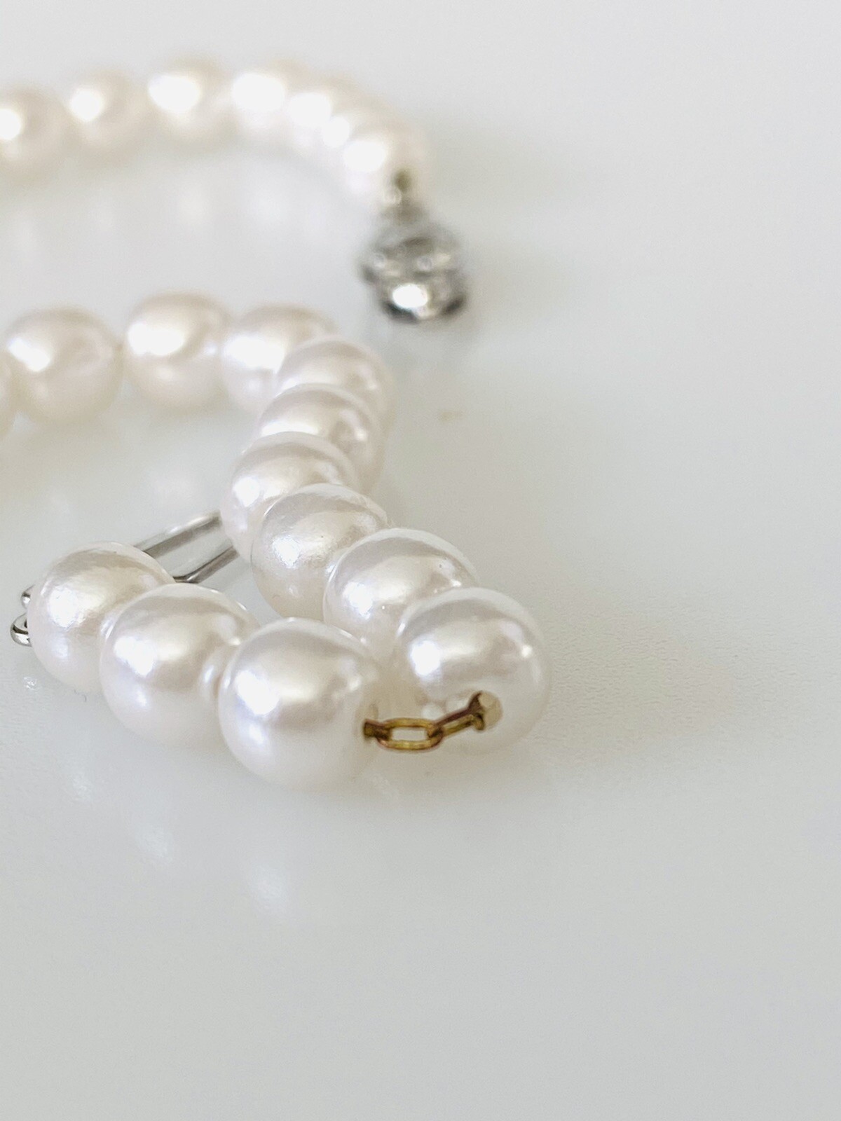 Japan Necklace Faux Pearls Fish Hook Clasp 16” Vintage Classic Elegant Jewelry