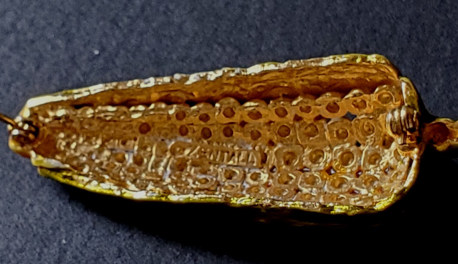 Vtg Zentall Enameled Gold Tone Corn Husk Country Farm Pin Brooch 2.5 in