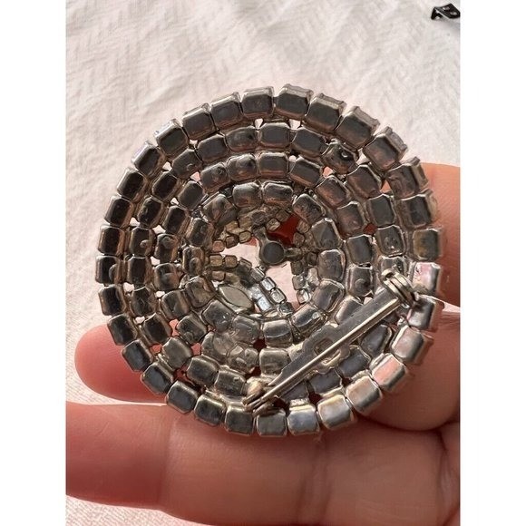 Vintage Brooch Clear Faceted Crystals Chunky Over The Top 3D Beauty 2″D