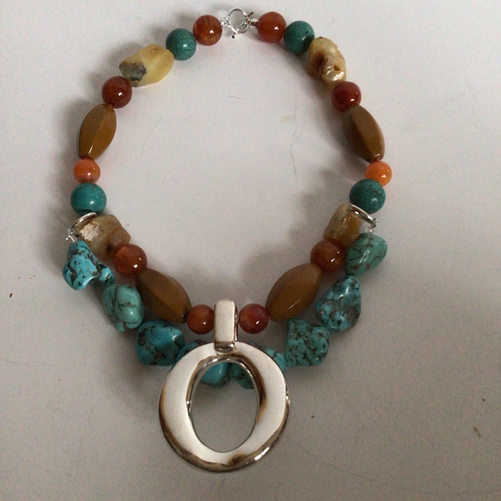 GORGEOUS SEBBAG VON MUSULIN NECKLACE PENDANT STERLING BEAUTIFUL TURQUOISE ROCKS