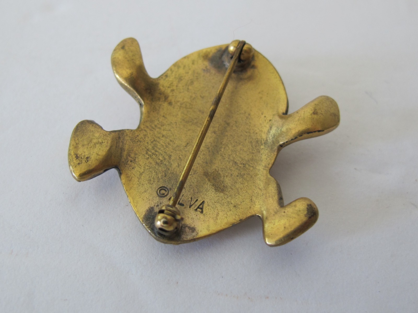 Alva Museum Replicas Vtg Matte Gold Tone Pre Columbian Frog Toad Brooch Pin C7