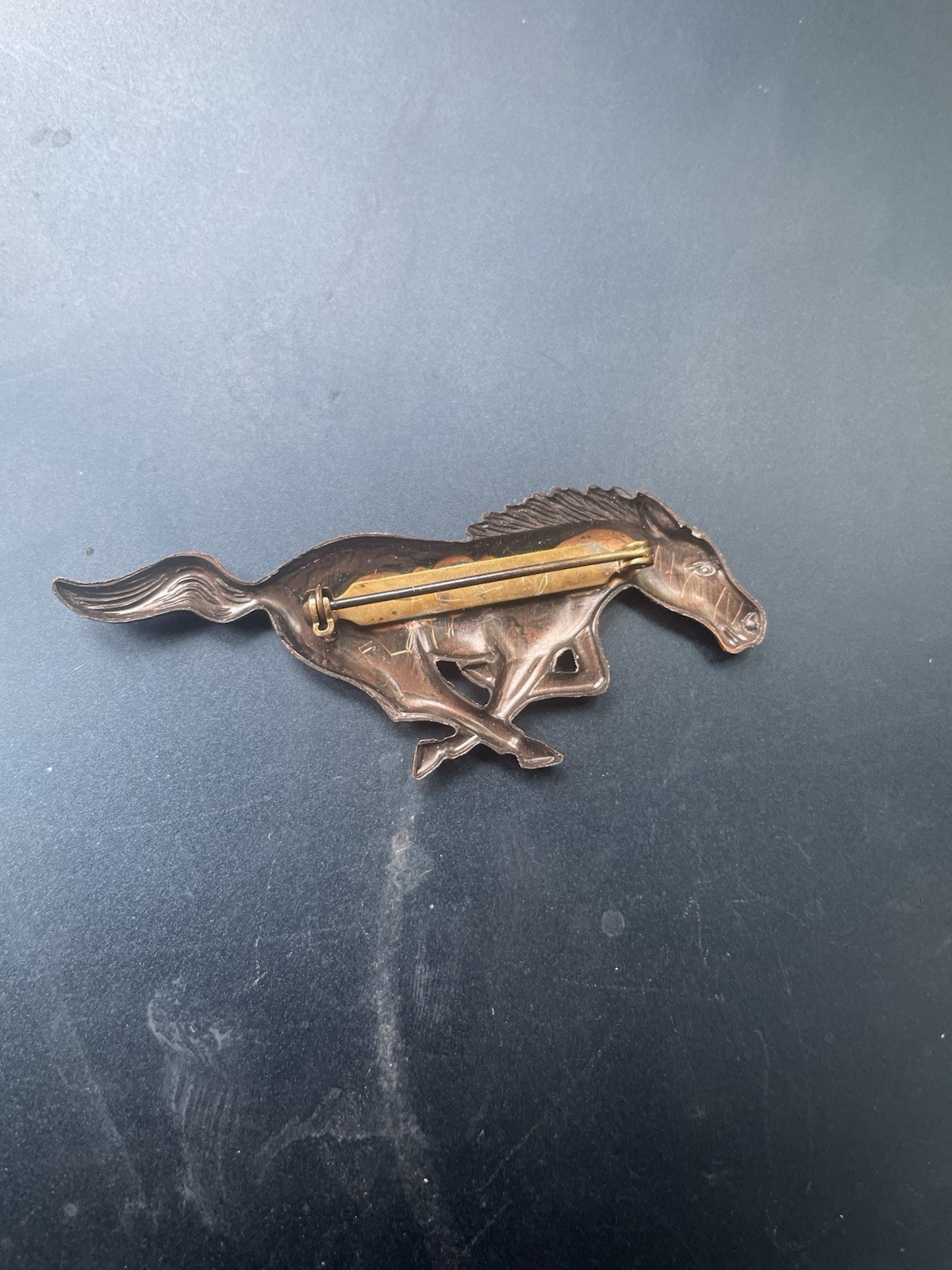 Vintage 1970s Copper Running Horse Mustang Pin