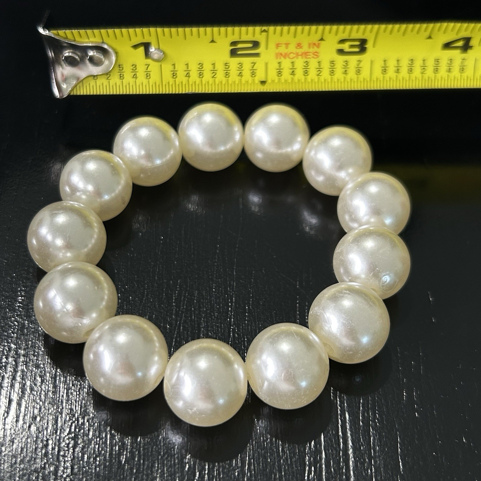 Vintage Faux Pearl Beaded Stretch Bracelet 8”