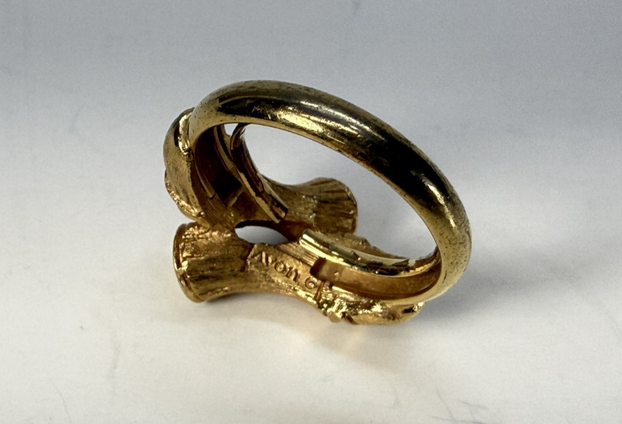 Vintage Avon Bamboo Brushed Gold Tone Ring Size 7