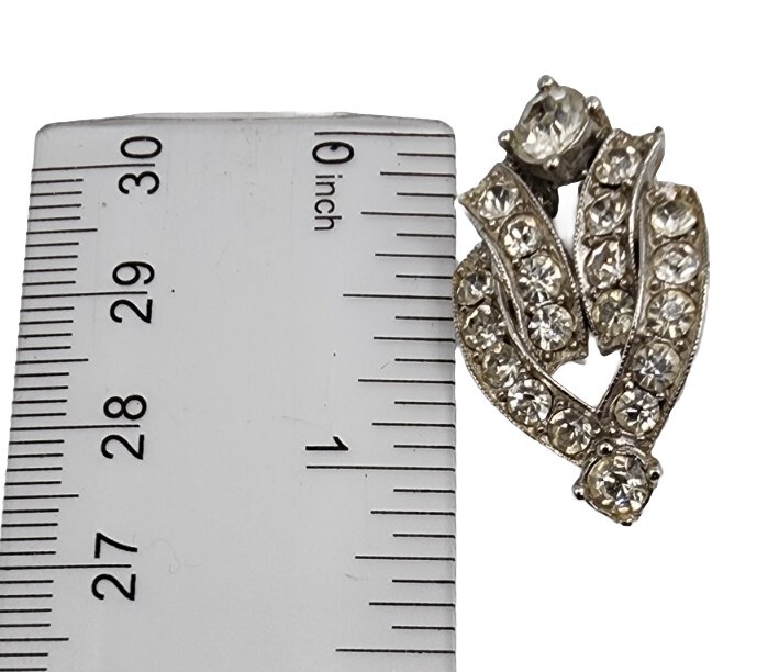 Vintage Art Deco Rhinestone Geometric Luxurious Sparkle Silver Tone Clear Vogue