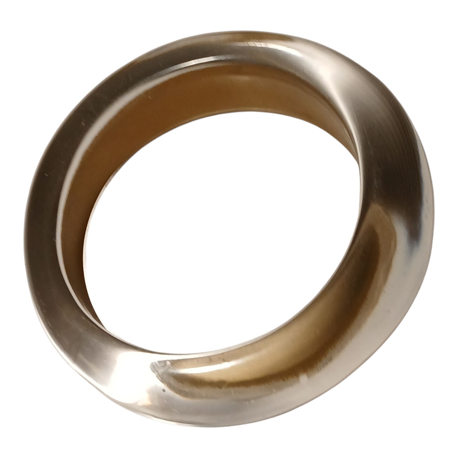 Vintage Clear Champagne Gold Lucite Acrylic Bangle Bracelet Chunky Statement 8″