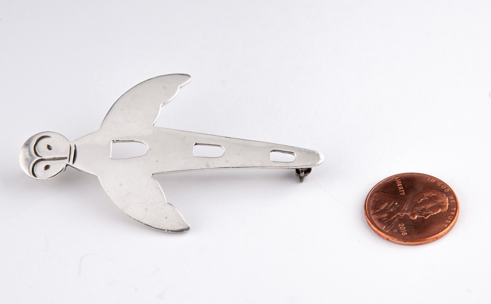 Modernist 925 Sterling Flying Bird Pin Brooch Singed: “FORBES 925”