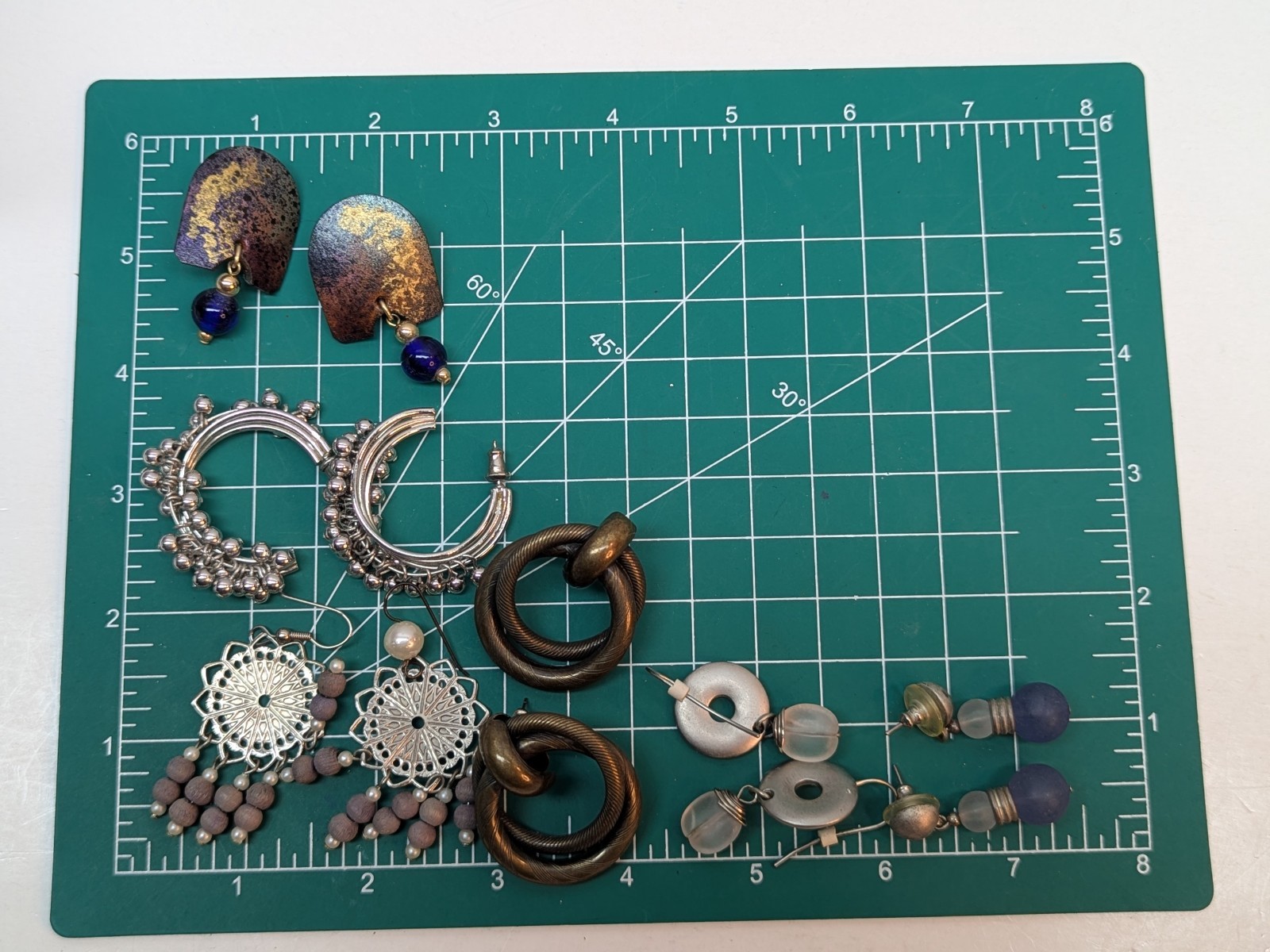 SET OF 6 Earrings Pierced Dangle Drop Hoop Silver Tone Hook Wire Beaded Jewelry