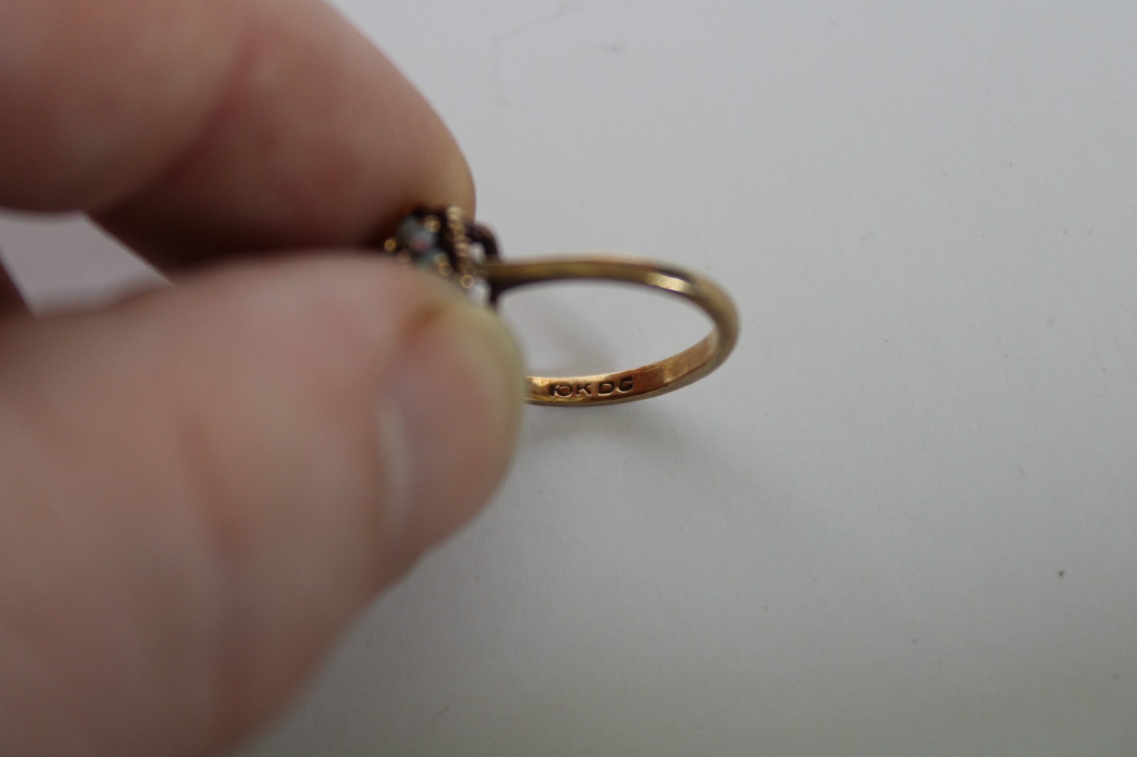 Vtg 10K Yellow Gold & Fire Opal Floral Cluster Ladies Estate Ring, 2.25g -S: 5.5