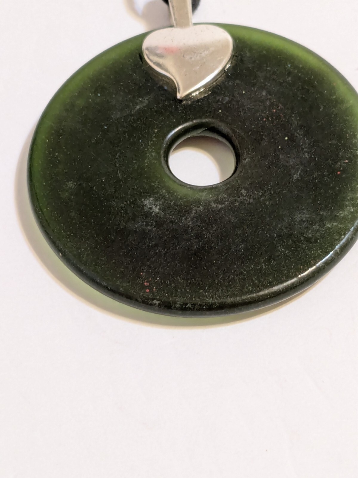 Round Multicolor Resin Pendant And Black Cord Necklace. FLAWED Cord.