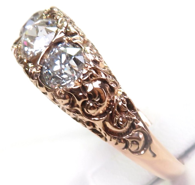 Antique 1920’s European Diamond Engagement Ring 10K Rose Gold 9 UK-R1/2 EGL USA