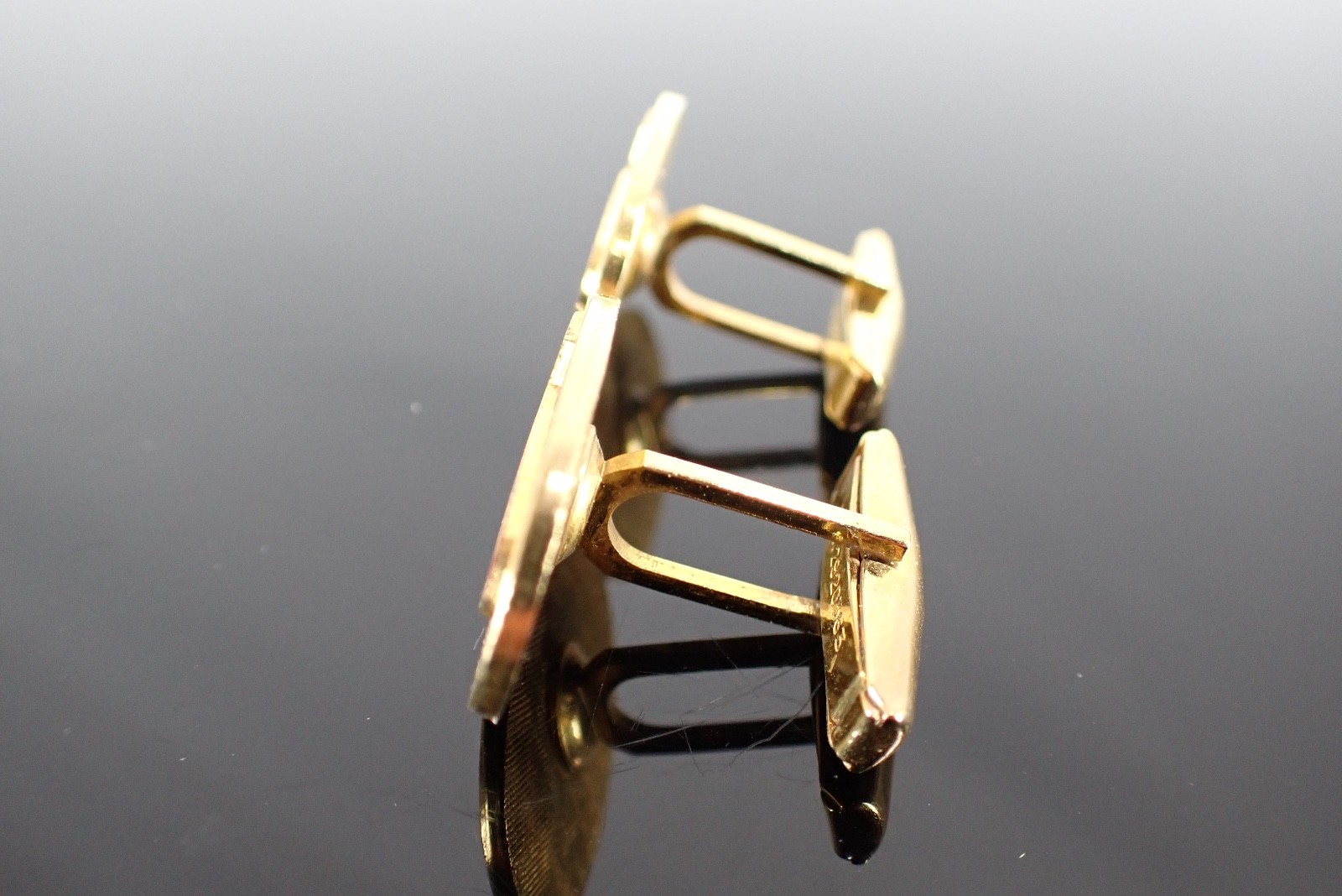 Vintage Gold Tone Red Blue Enamel LDO Initial Cufflinks Oval Textured Design