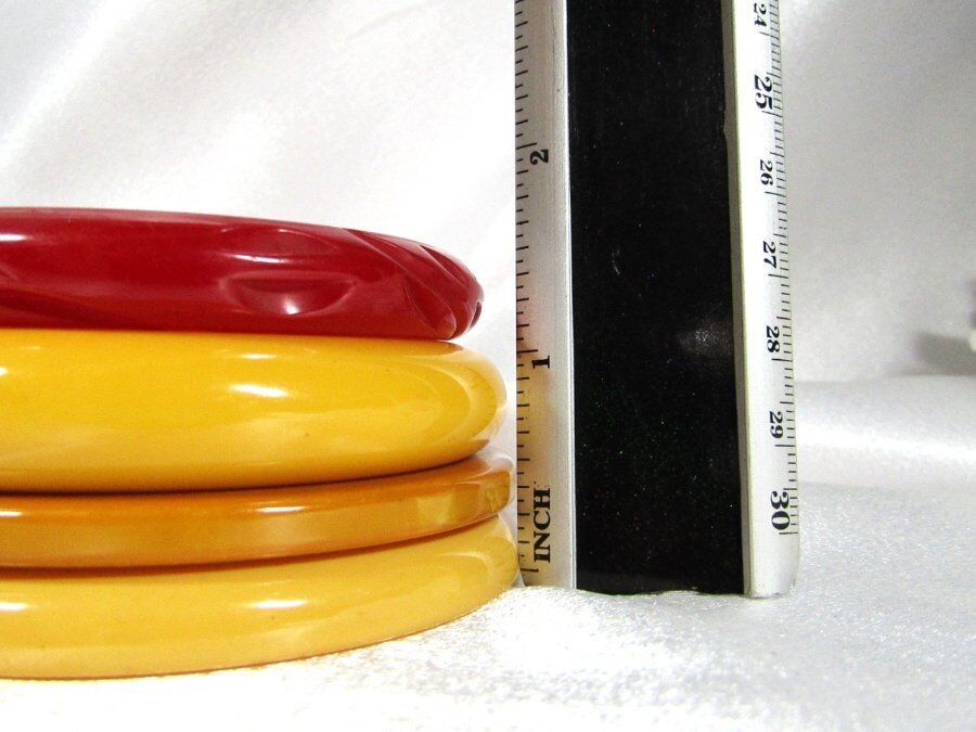 Vintage Bakelite Lot of 6 Pcs 4 Bangle Bracelet Some Carved Hoop Earrings Ring
