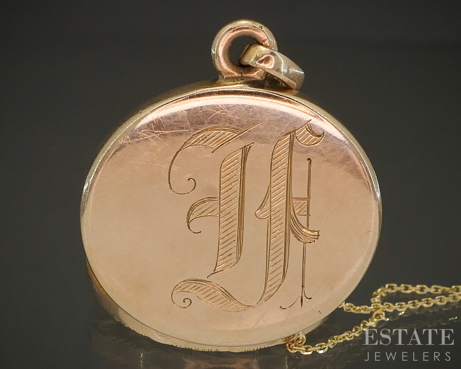 Antique 14k Yellow Gold Dimensional Lion Locket Necklace 9g 20″L p23856