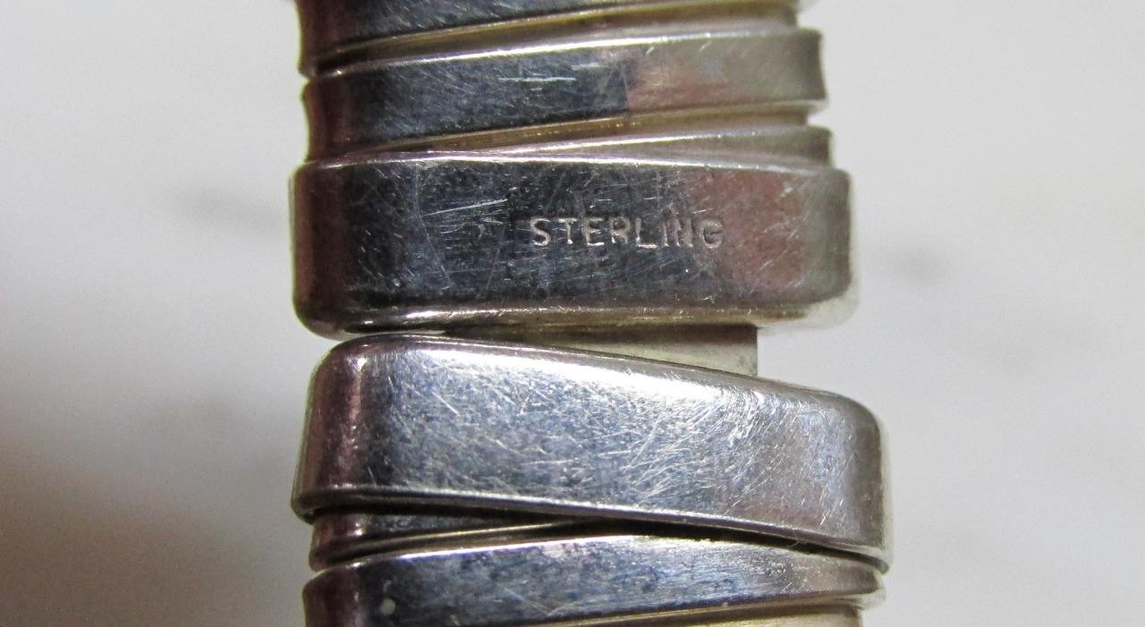 Stretch Design Sterling Silver Textured Necklace ~ 16-1/2″ ~ 76.2g ~ 14-A799