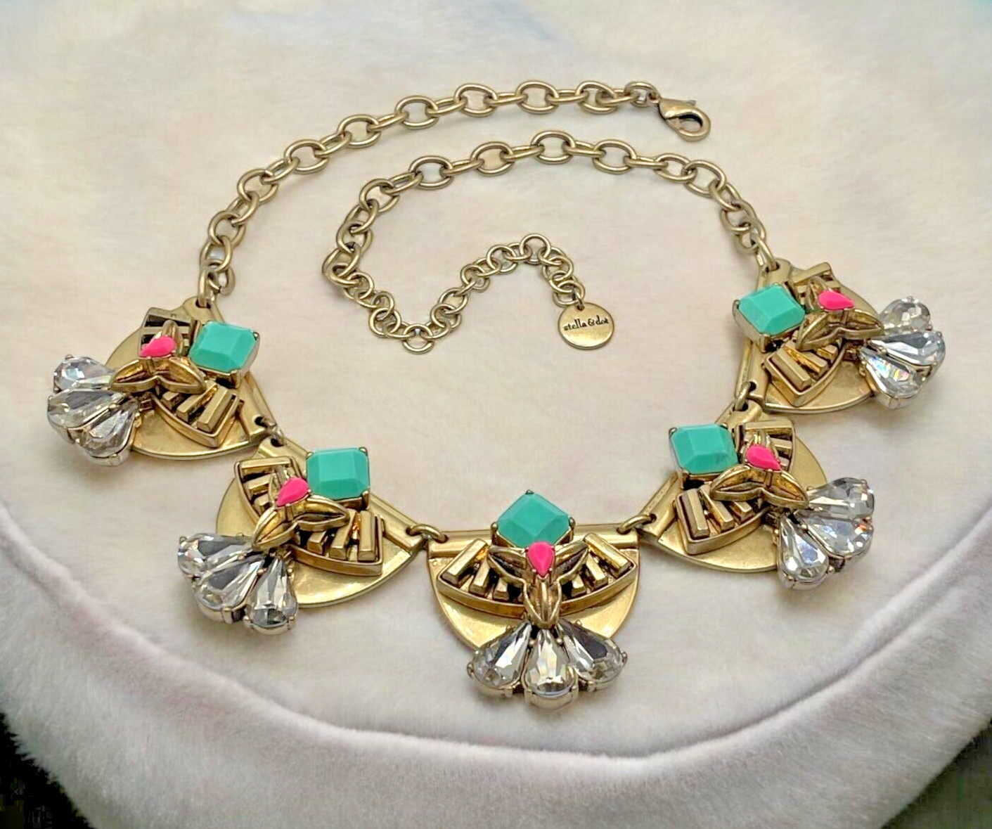 VTG Signed Stella & Dot Statement Revival Rhinestone heavy choker necklace